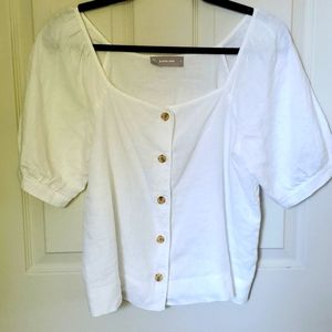 Everlane White Linen Top Size 6